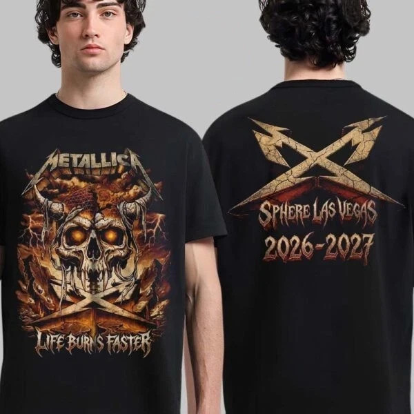New Metallica Life Burns Faster 2026 2027 Las Vegas Merch Tee