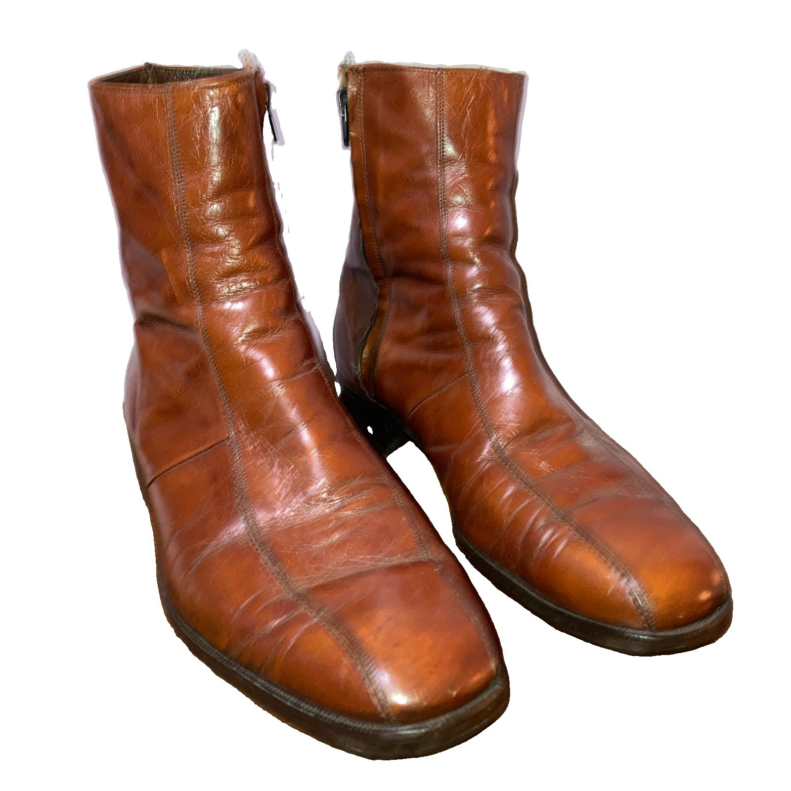Vintage Florsheim Imperial Zipper Boots 10.5 E Chelsea Style Recently Re-soled