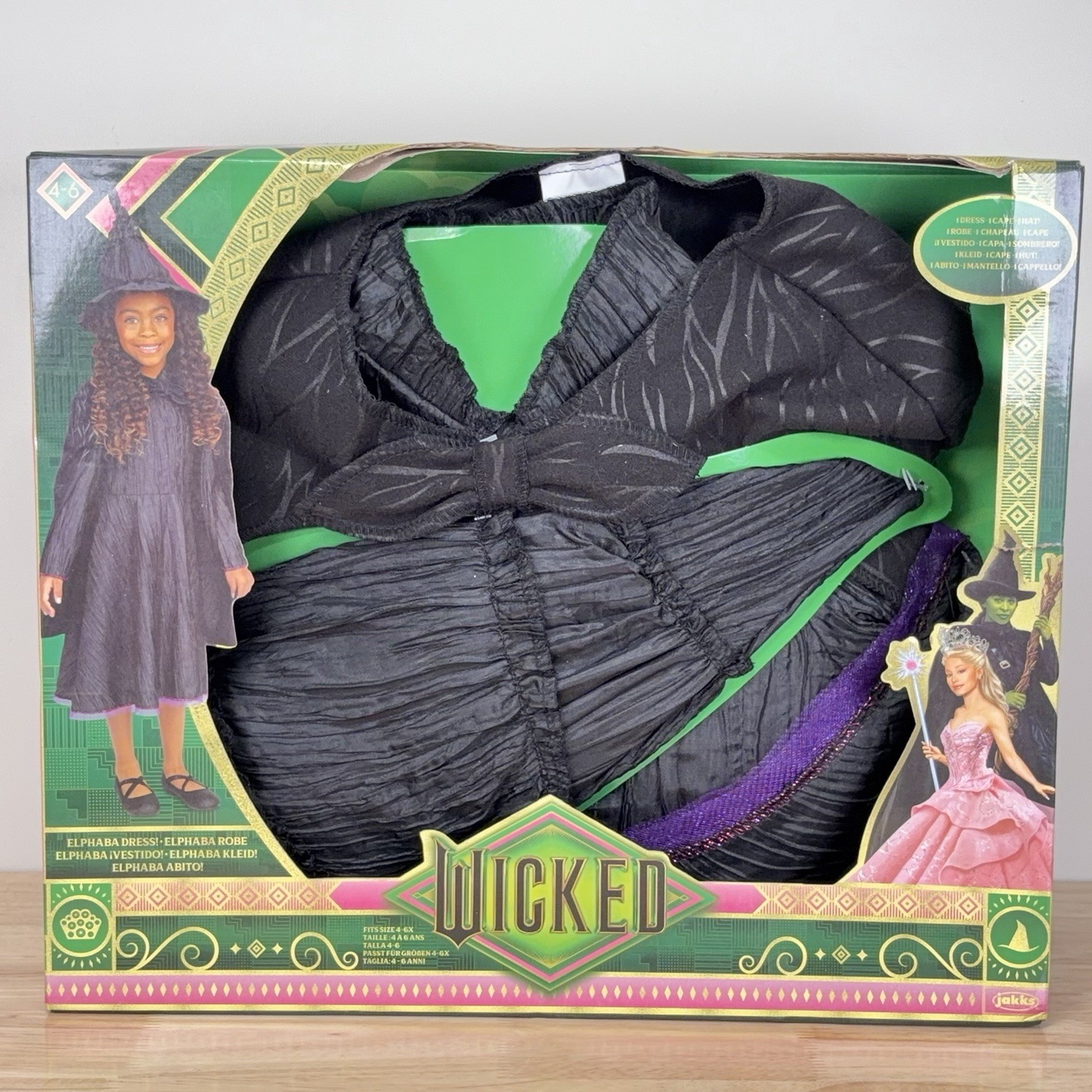 Wicked Deluxe Elphaba Black Defying Gravity Dress Up Set W/ Hat Size 4-6x