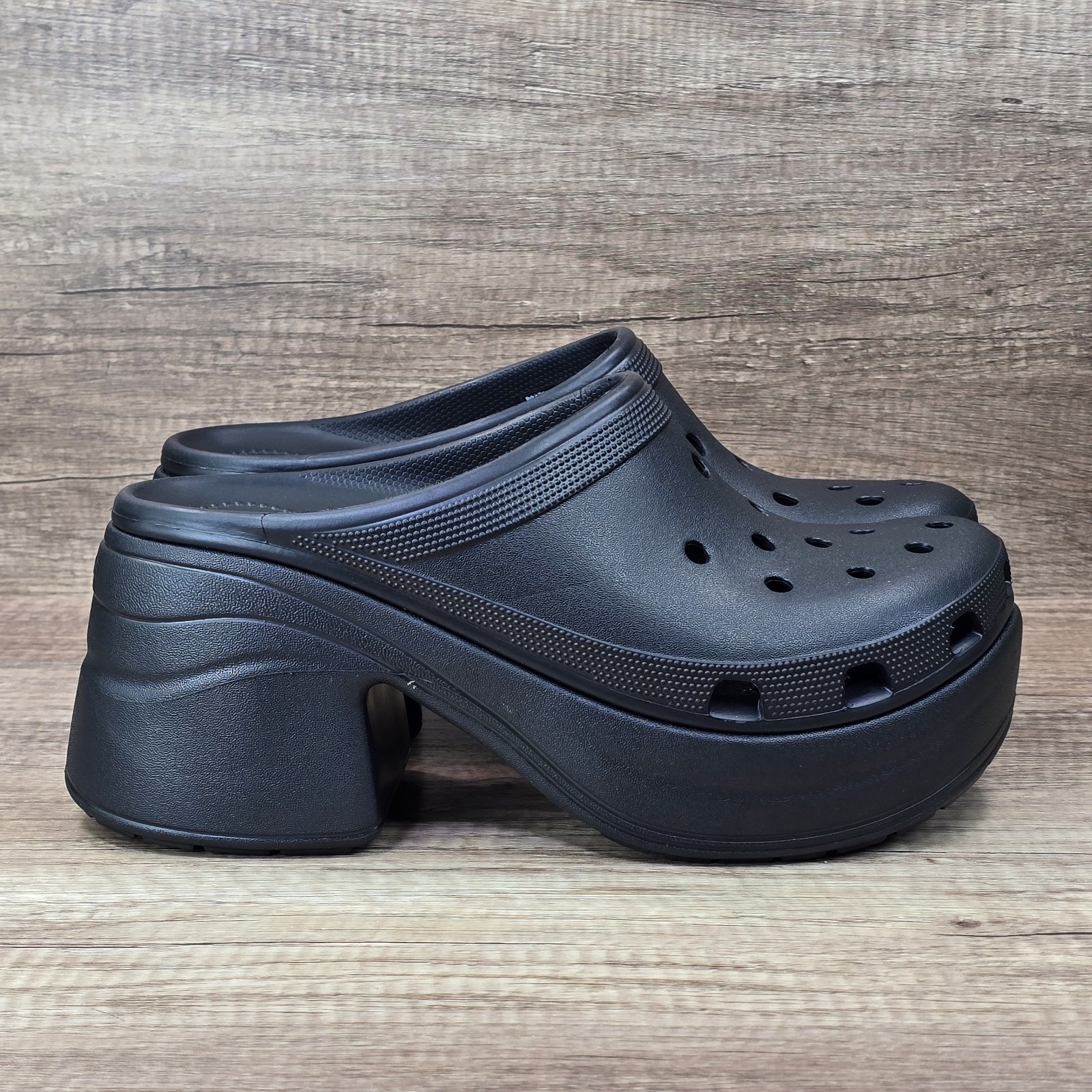 Crocs Siren Clog Men\'s Size 11 Black Platform Heeled Mules 208547 NEW
