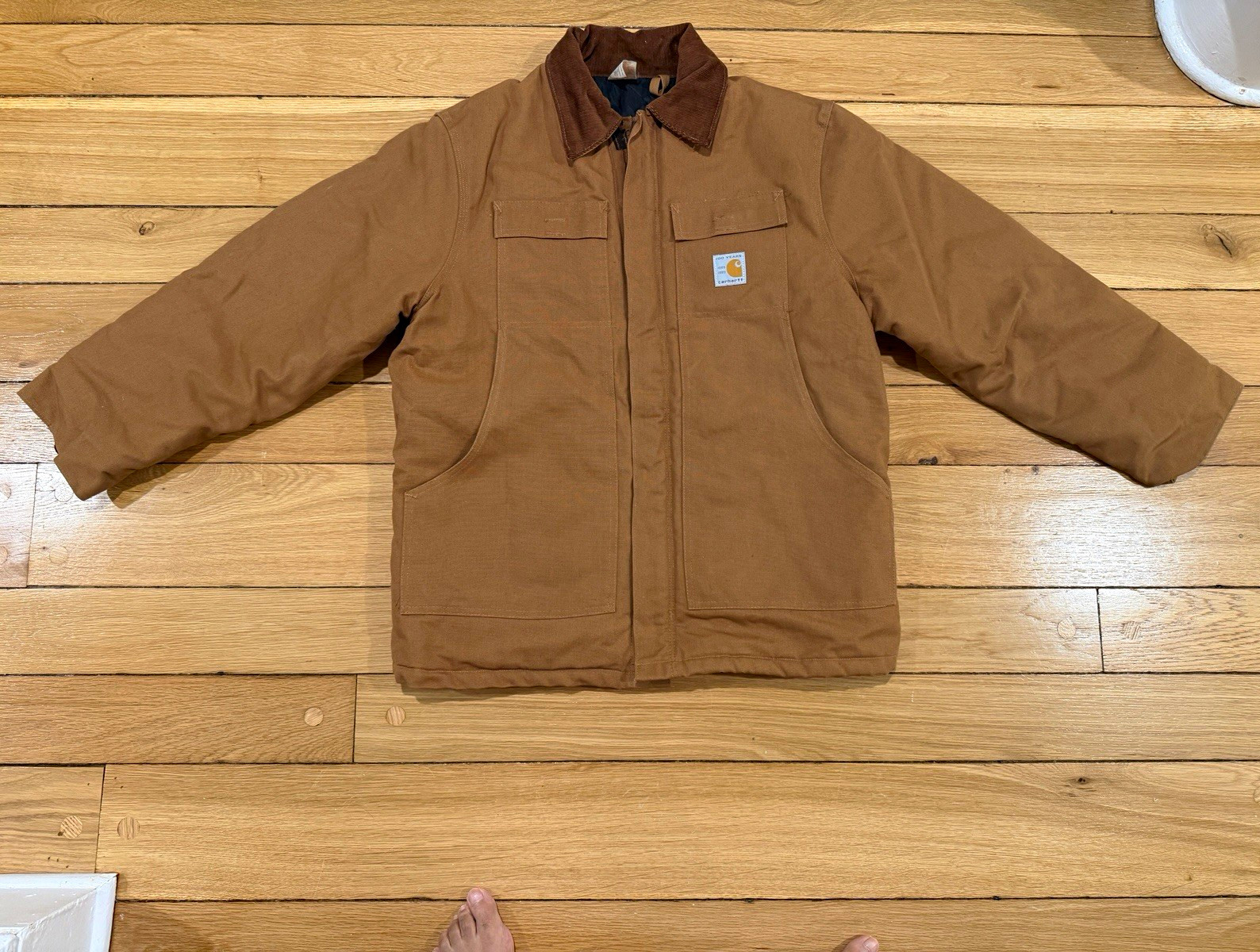 Carhartt Vintage Duck Jacket Made in USA Brown Canvas Work Coat 44 Quilted-Lined