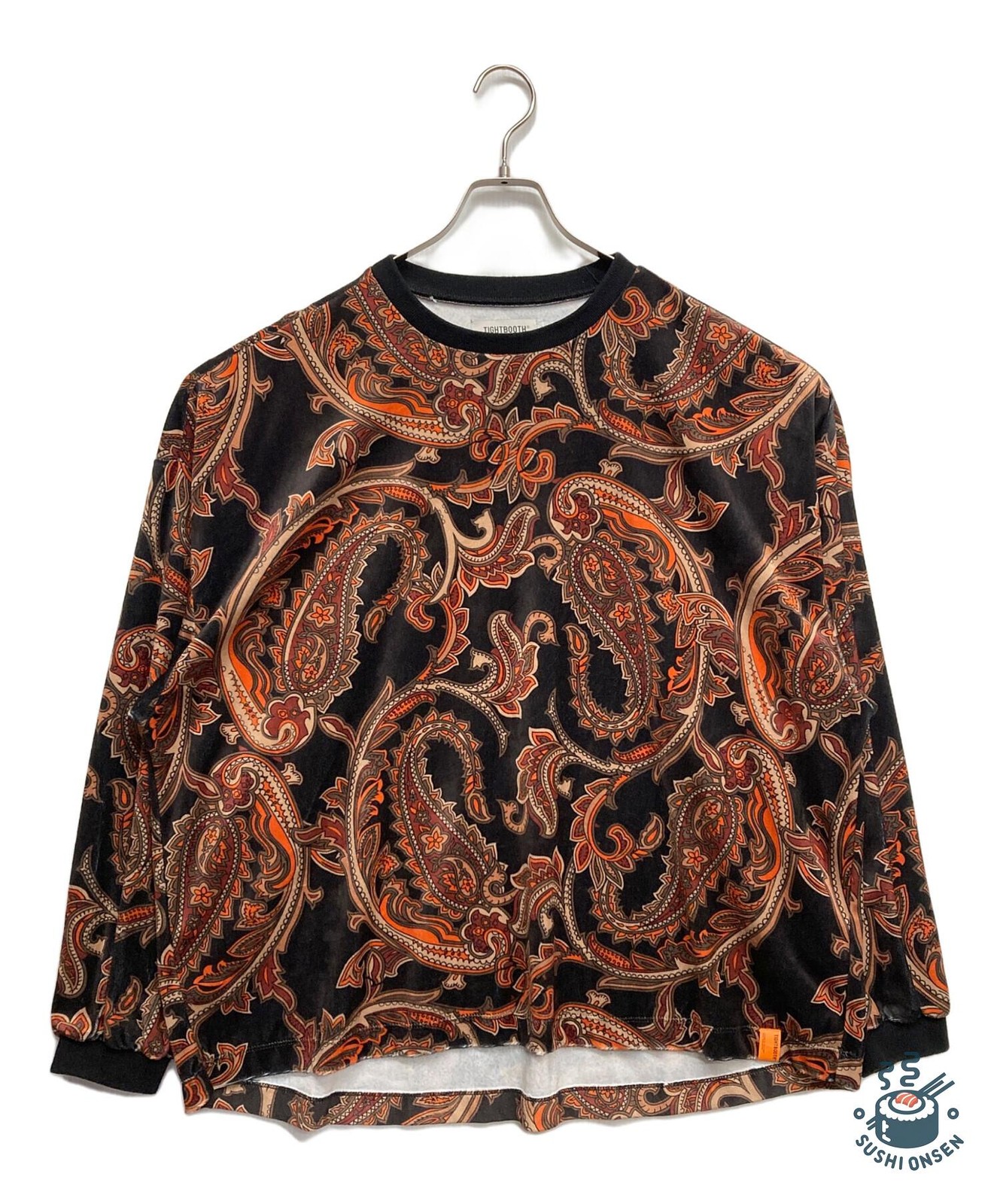 TIGHTBOOTH PRODUCTION Paisley Velor Long Sleeve Cut and Sew Top Size: L Black