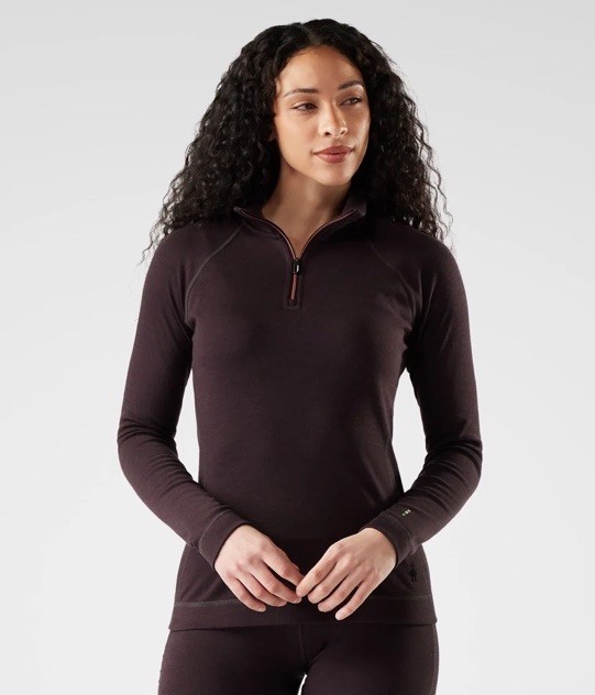 $120 Smartwool Women\'s Classic Thermal BaseLayer 1/4 Zip Top-Mink Heather-Small