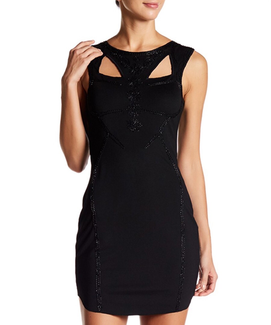 Sara Boo 161295 Women\'s Cotton Blend Cut Out Sequin Dress Black Sz. Small