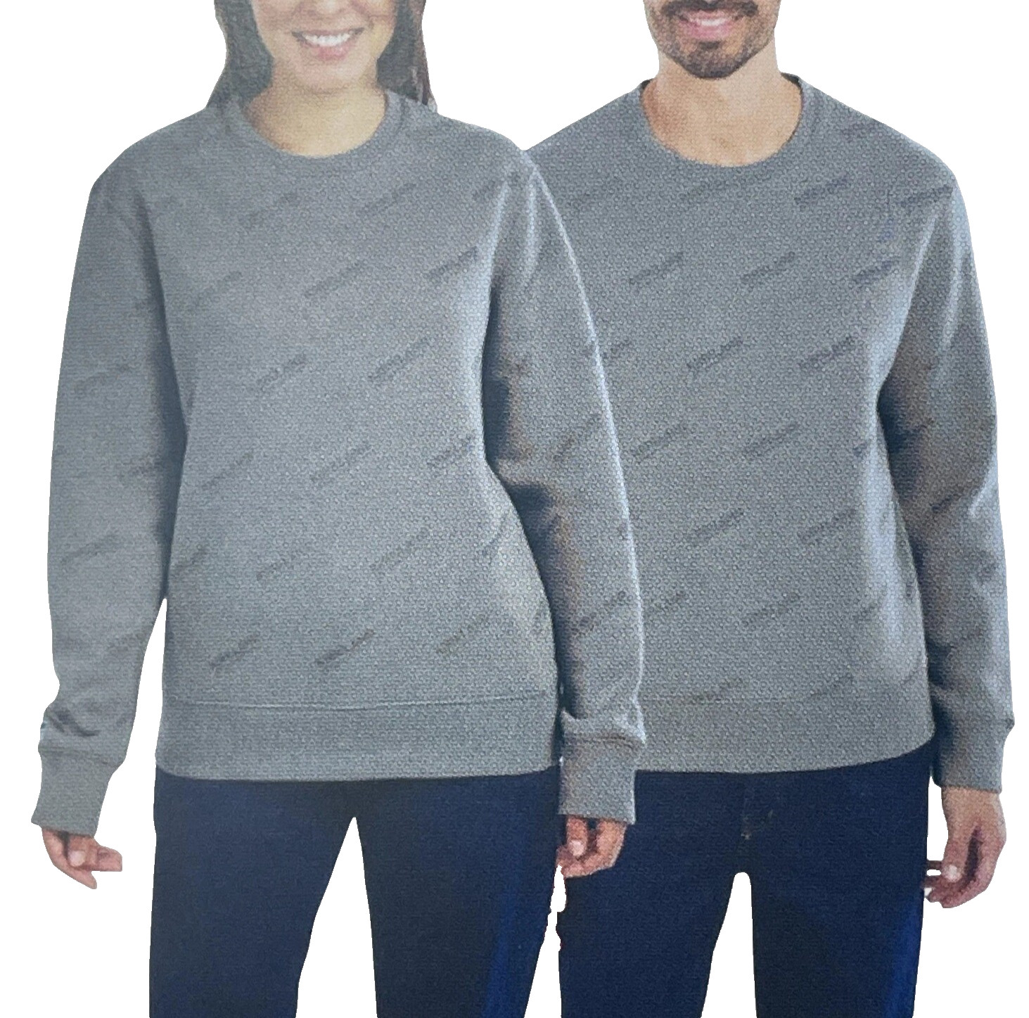 NWT Kirkland Signature Women\'s XL/ Men\'s L Gray Logo Print Sweatshirt