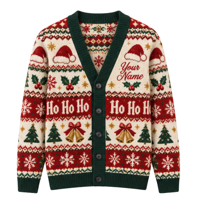 Personalized Custom Christmas Knitted Cardigan Holiday Gift