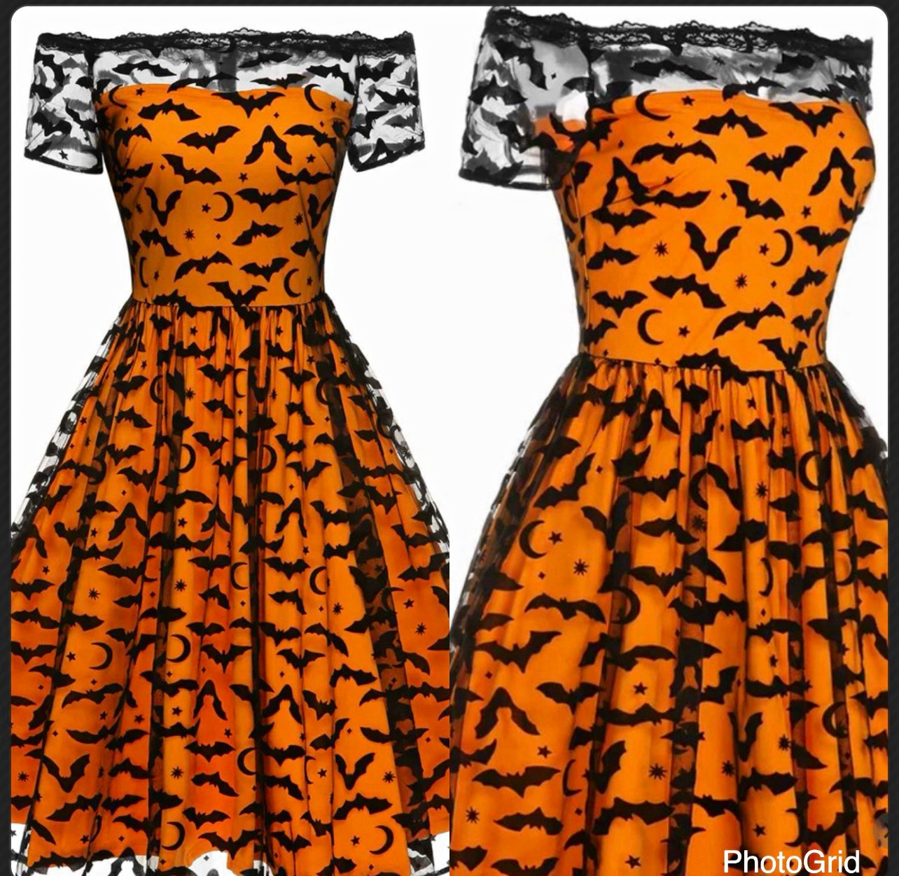 Vintage Halloween Bat Off-Shoulder Retro dress