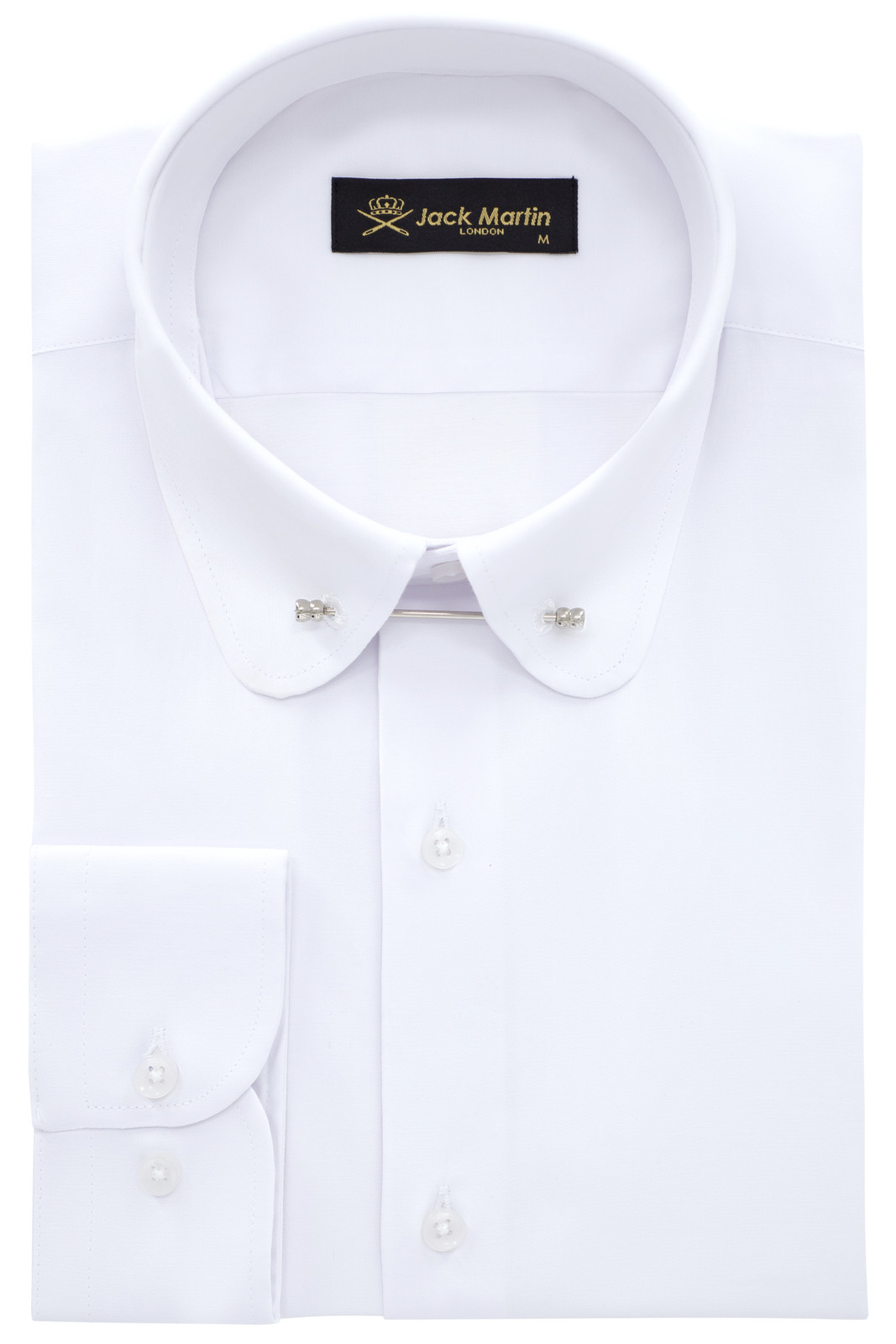 Jack Martin Mens Club Pin Collar Long Sleeve Vintage Twill Dress Shirt For Men