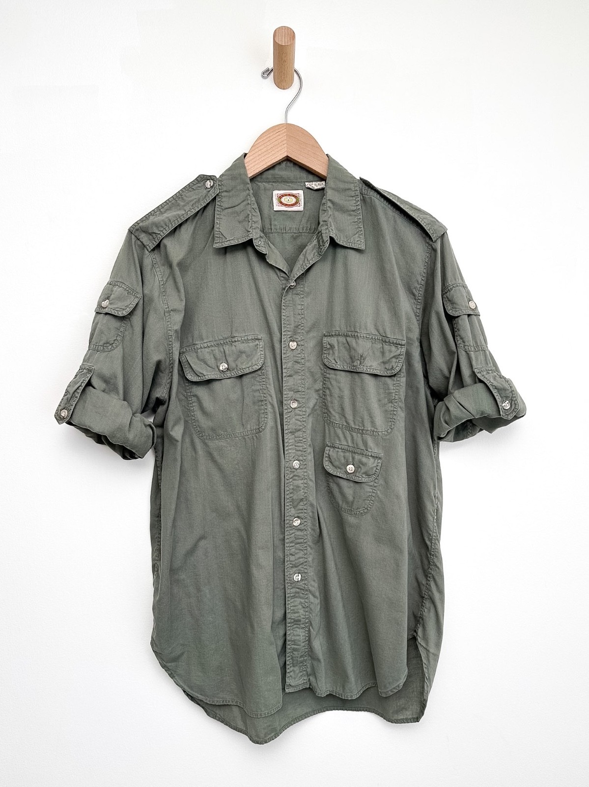 Vintage Banana Republic Safari Shirt Men’s Large Green Mill Valley 80s Utility