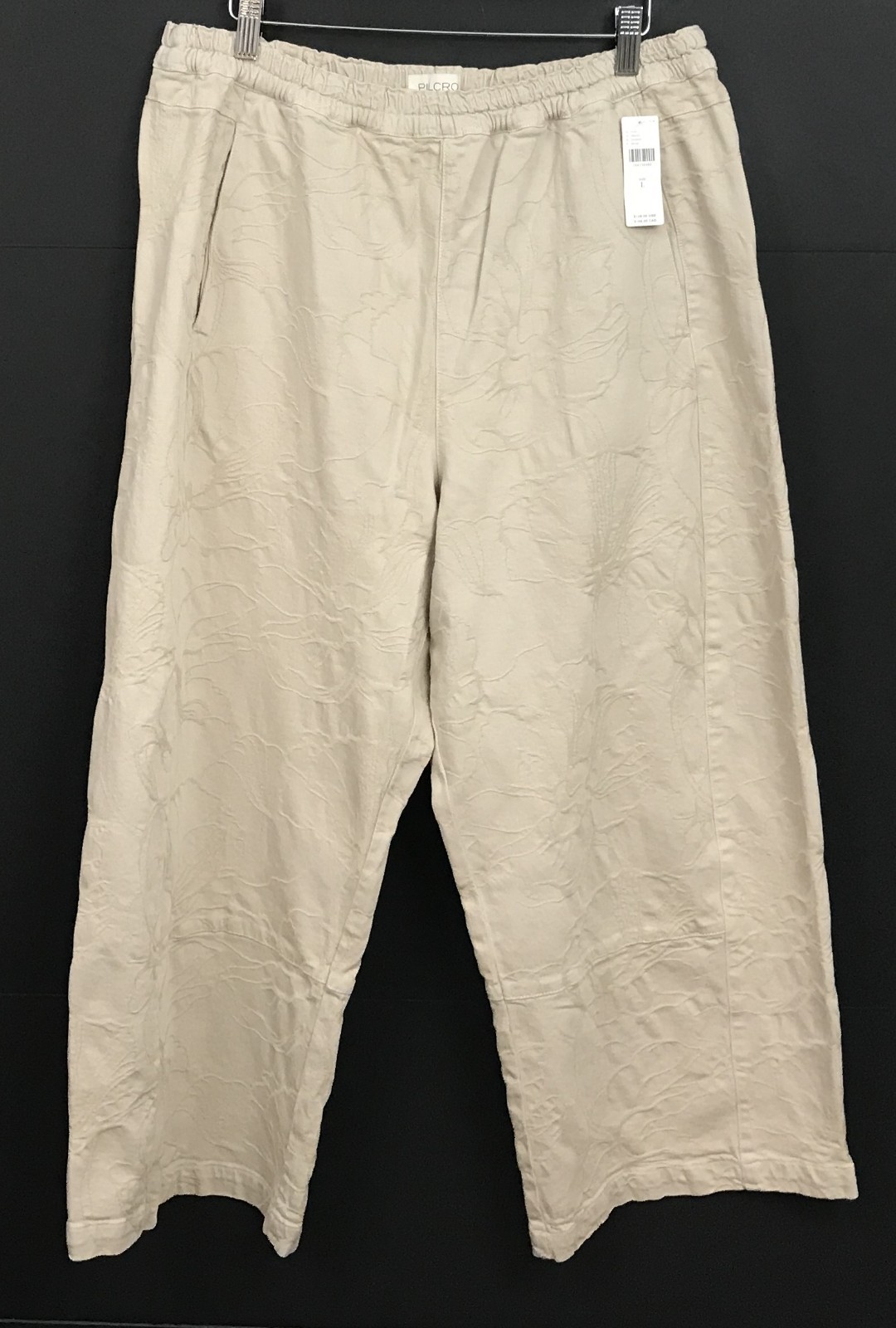 NWT Anthropologie Pilcro Izzie Relaxed Jacquard Pull-On Barrel Pants Size L