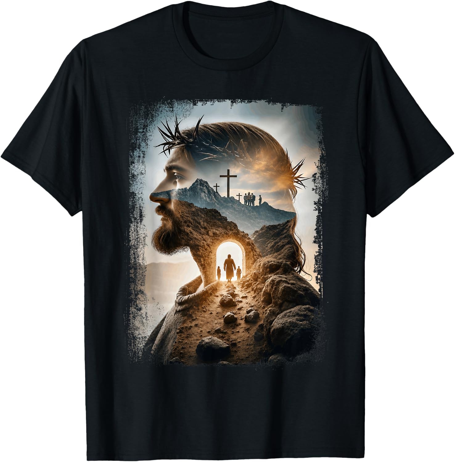 Christian Cross Faith Religious Jesus Bible Verse Graphic T-Shirt Unisex Black