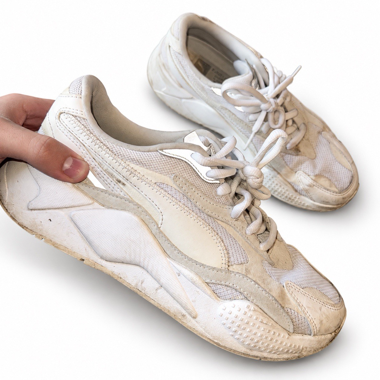 PUMA RS-X3 Puzzle Low Top Lace Up Athletic Sneaker White/Beige Men\'s 8 371570-03