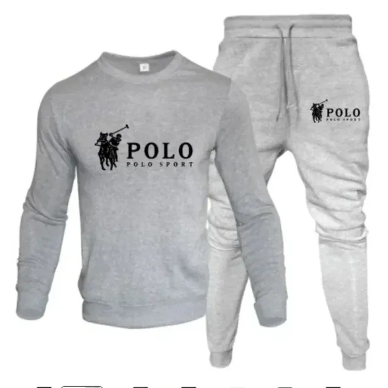 Men\'s autumn and winter sets of round-neck sweatshirts and jogging pants autumn