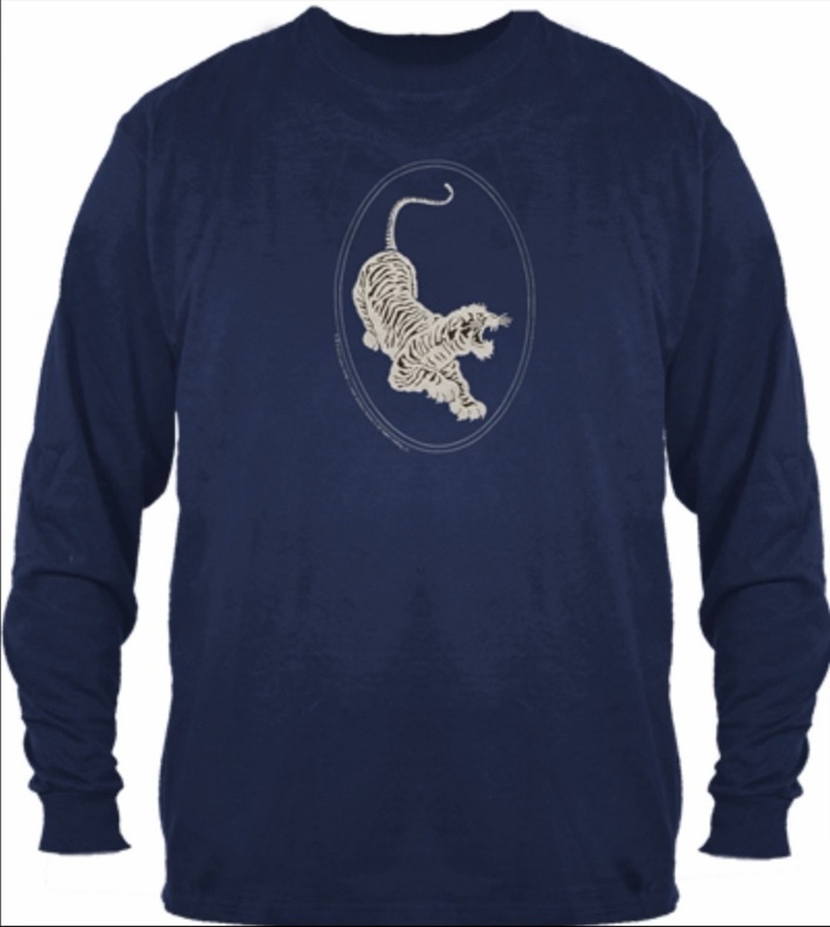 Grateful Dead Long Sleeve Jerry Tiger SIlver Navy Graphic Long Sleeve T-Shirt
