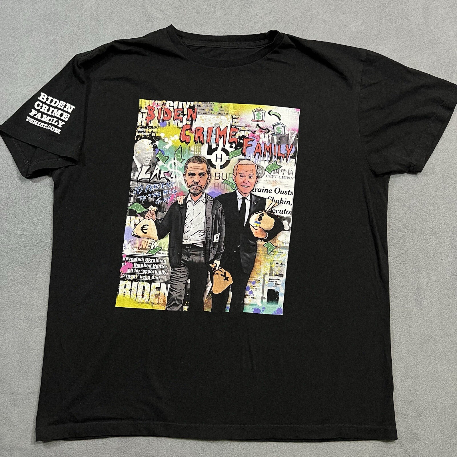 JOE BIDEN T-Shirt XL Black Biden Crime Family Hunter Funny Political Joke Tee