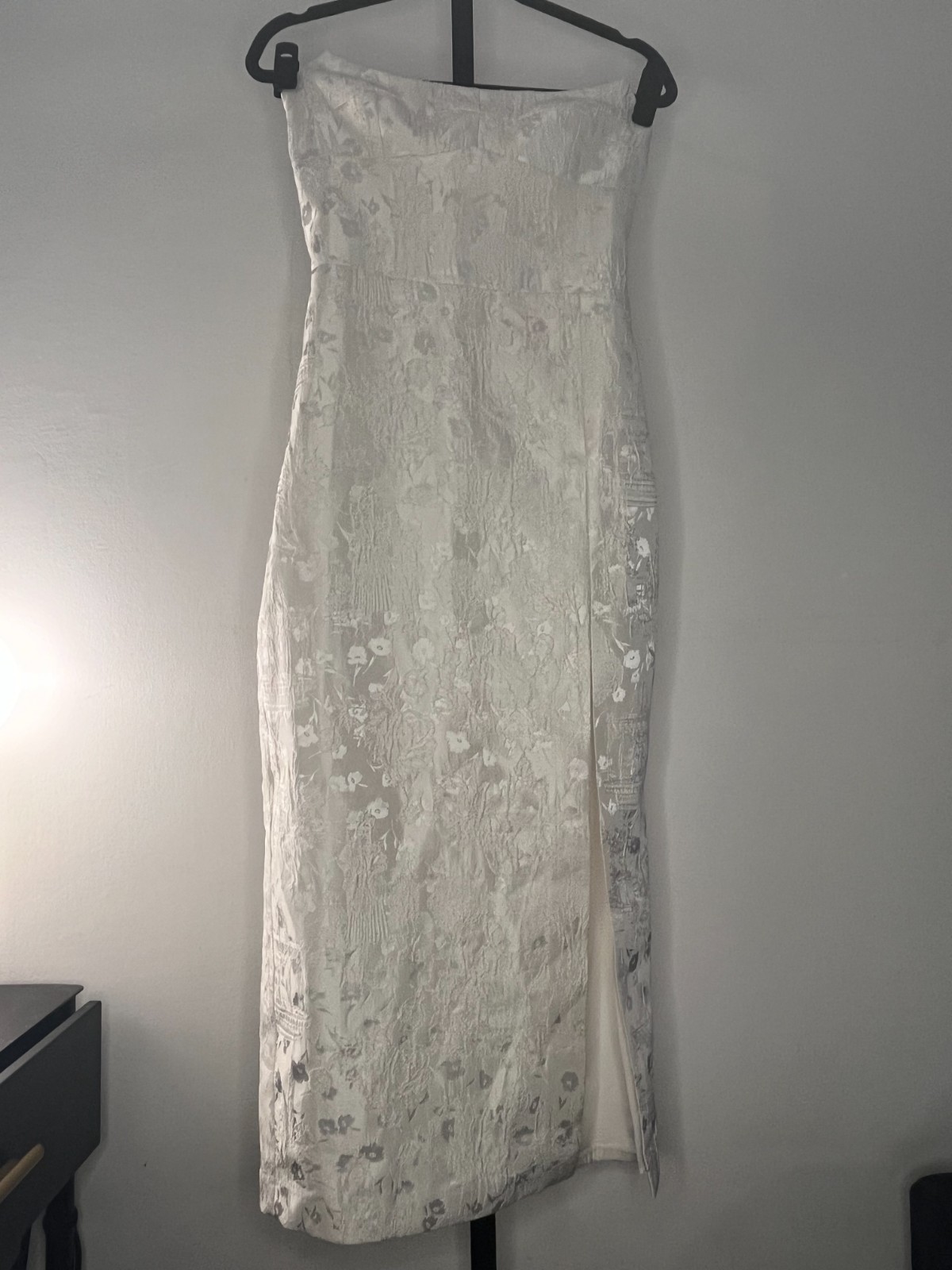 Amanda Uprichard Ivy White Jacquard Strapless Midi Dress SZ M