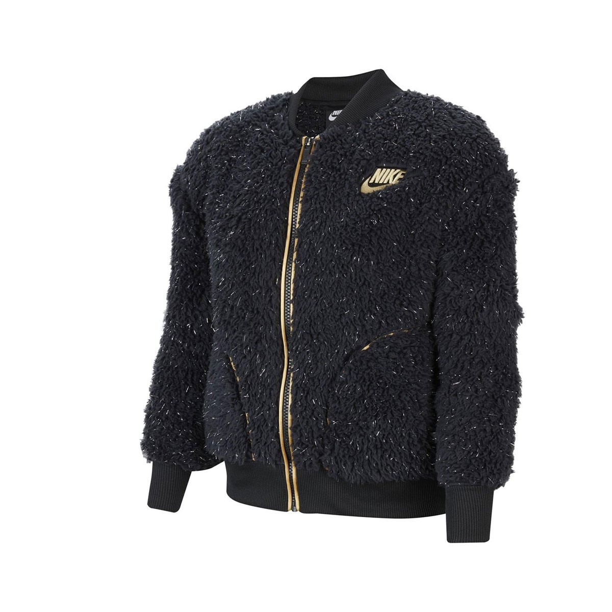 Nike Kids' Girls Full-Zip Sherpa Jacket CU8567-010 Black/Rose Gold SZ S-XL New