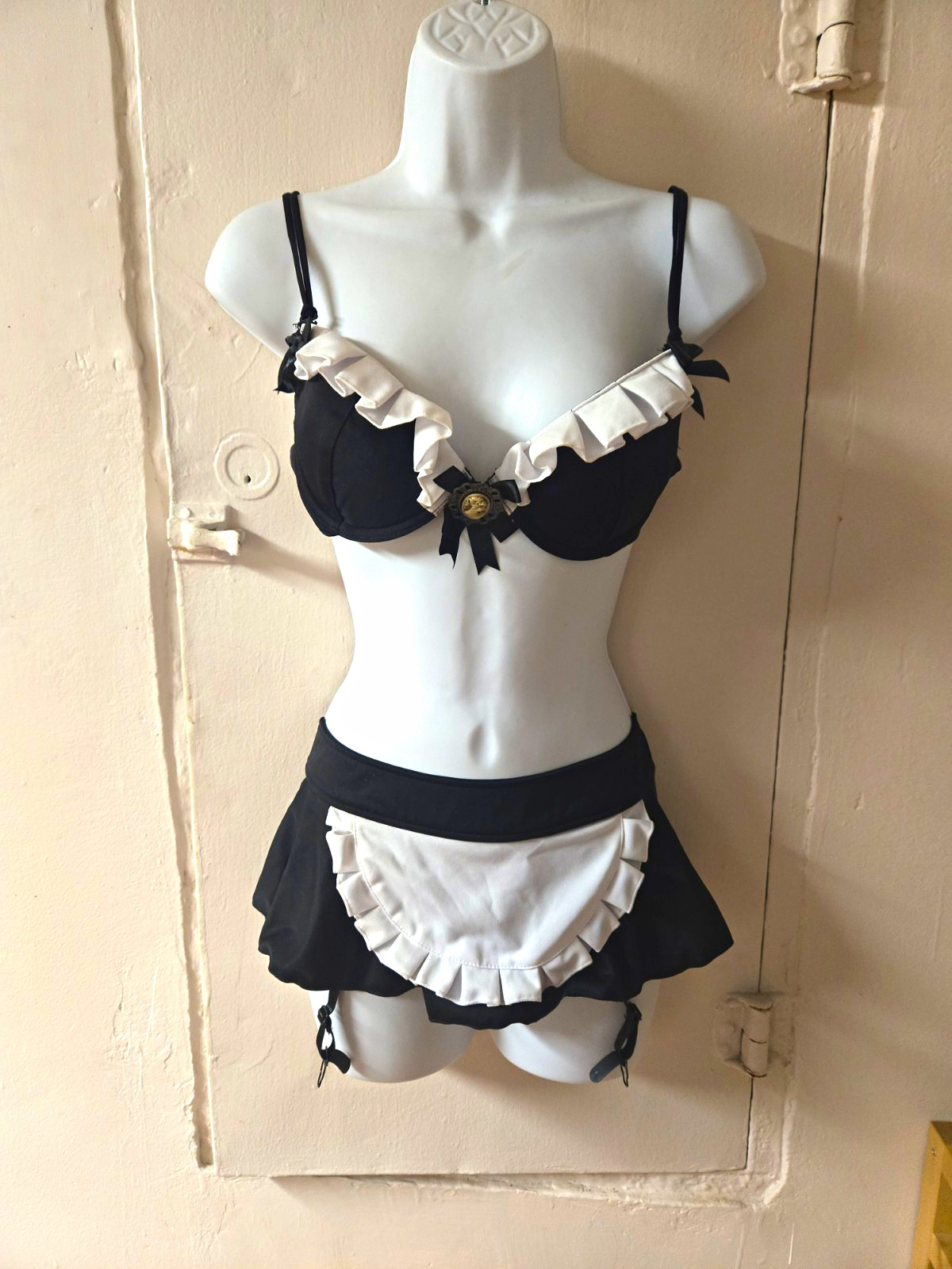 Leg Avenue French Maid 5pc Costume Set Black/White Polyester Hand Wash S/M