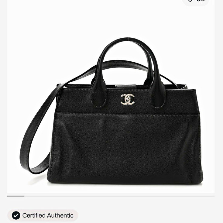 CHANEL Caviar Cerf Executive Shopper Tote Black Silver Hardware, Strap, Pockets