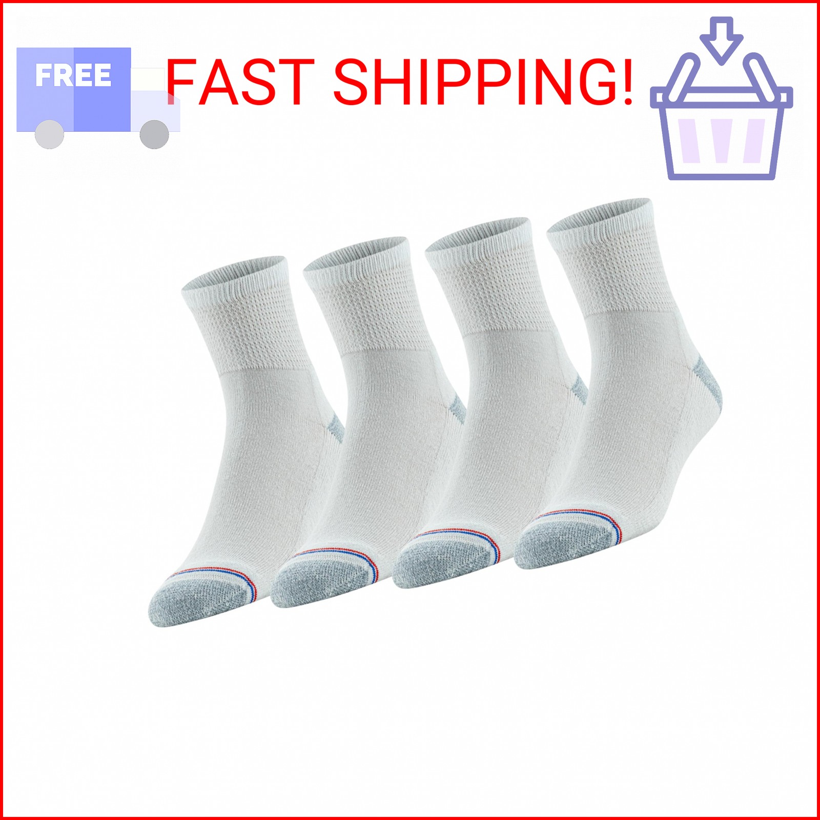 MediPeds unisex-adult Quarter Socks With Non-Binding Top, Cushion, and Blister-R