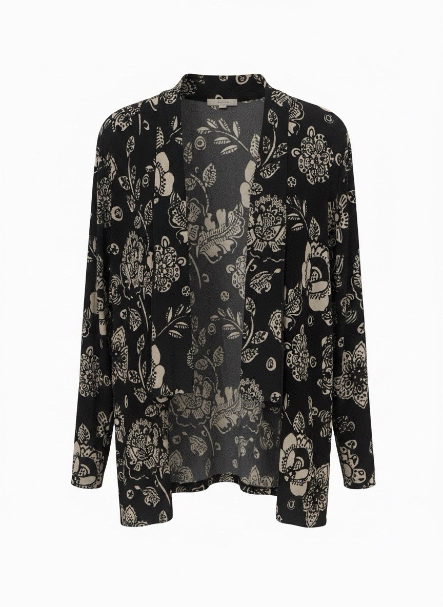Vikki Vi Black White Floral Open Jacket Cardigan 1X NWT