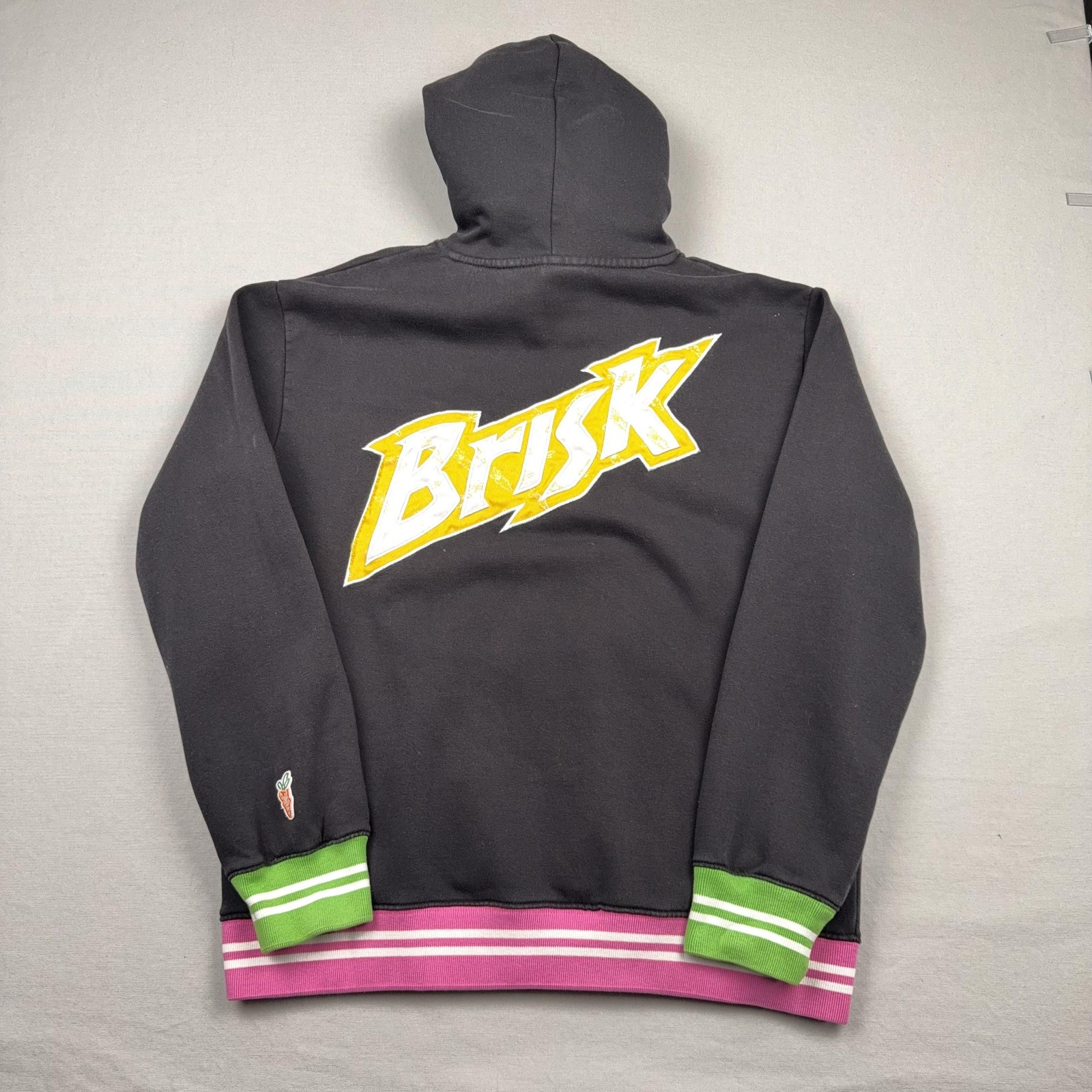 Carrots X Brisk Tea Collab Hoodie Mens Large Black Fleece Pullover Graphic Anwar