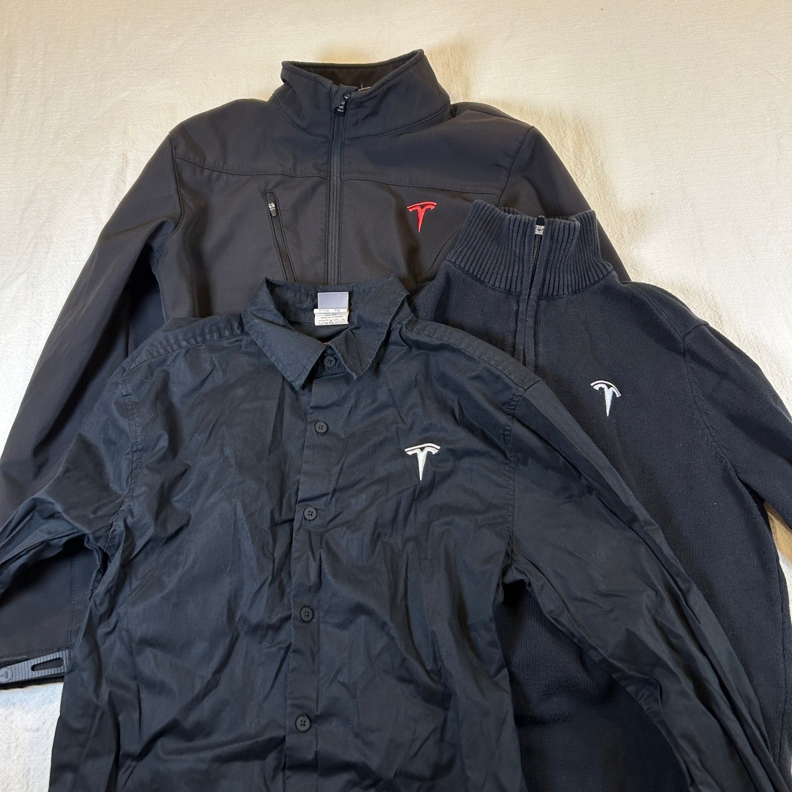 Tesla Men\'s Apparel Lot of 3 Softshell Jacket Quarter Zip Sweater Shirt Small