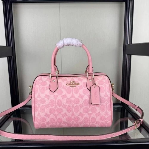 COACH Roan Satchel Bag Signature Canvas Powder Pink CV961 Outlet NEW