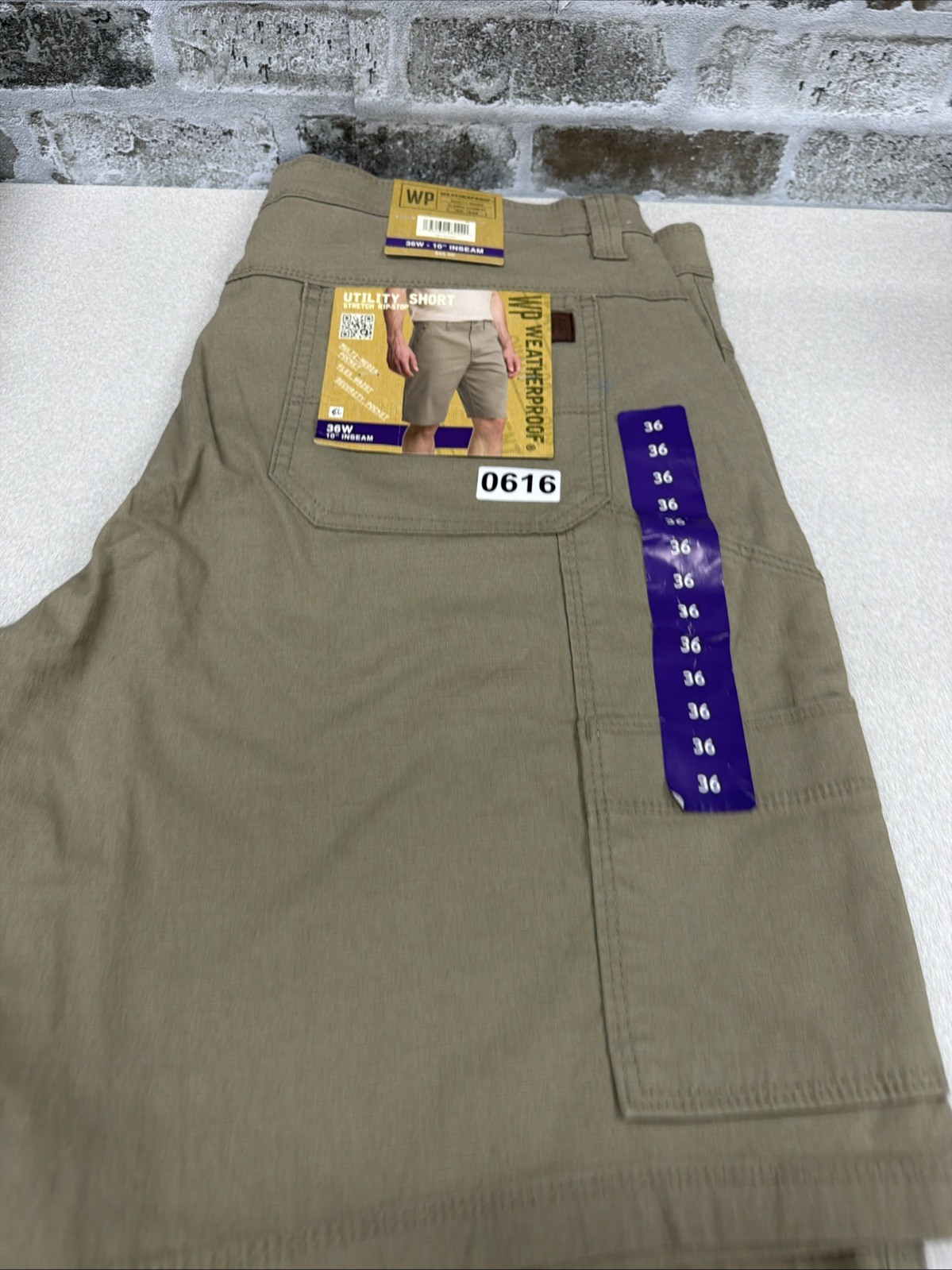 WP Weatherproof Men\'s Ripstop Utility Short Size 36 Khaki