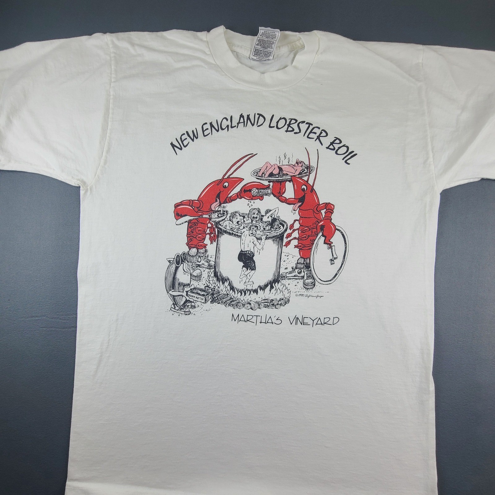 Vintage New England Lobster Boil Martha\'s Vineyard Fruit of the Loom Men\'s Large