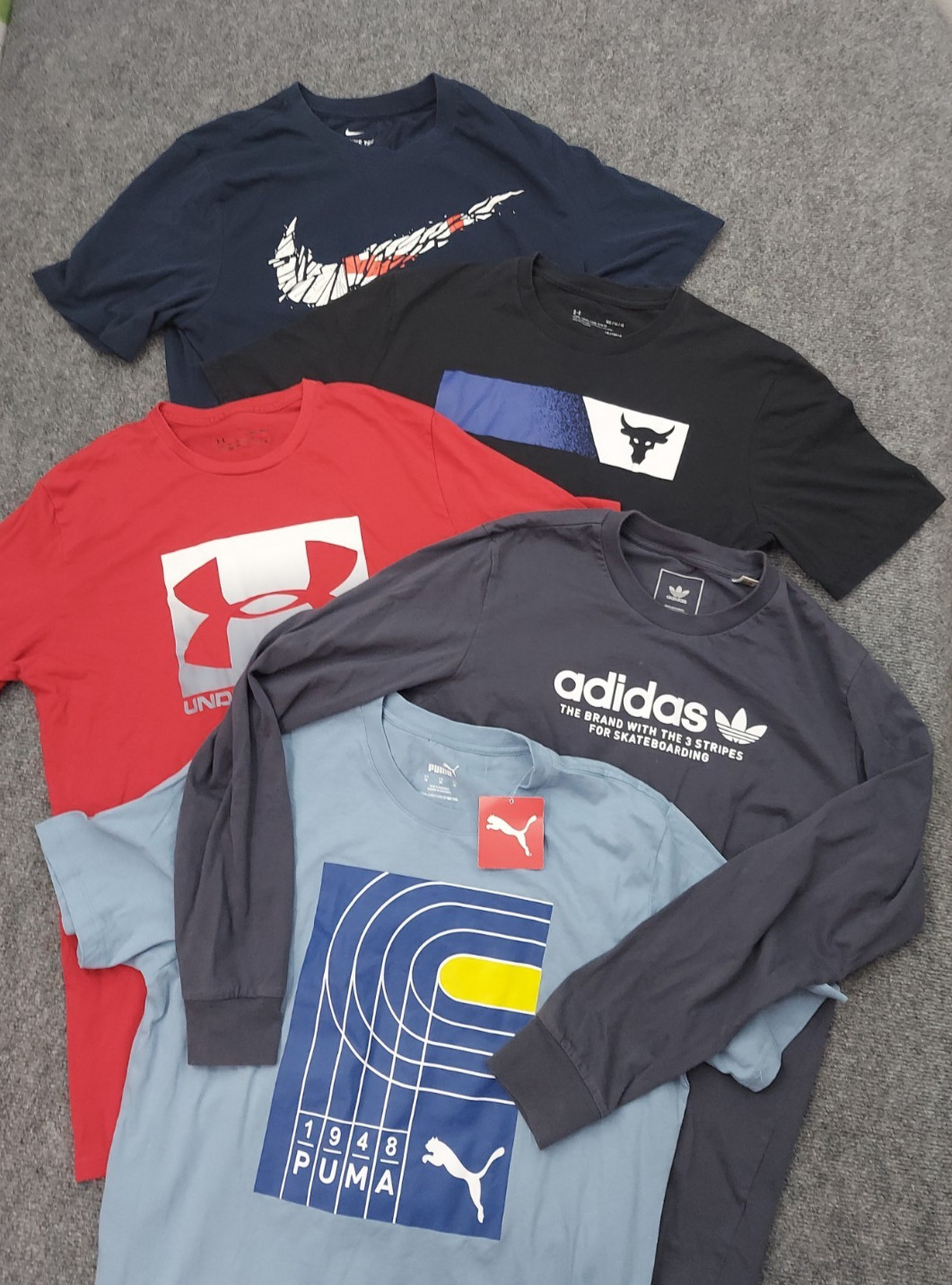 Lot 5 NIKE UNDER ARMOUR ADIDAS PUMA Shirt Mens Medium Graphic Tee Long Short Slv