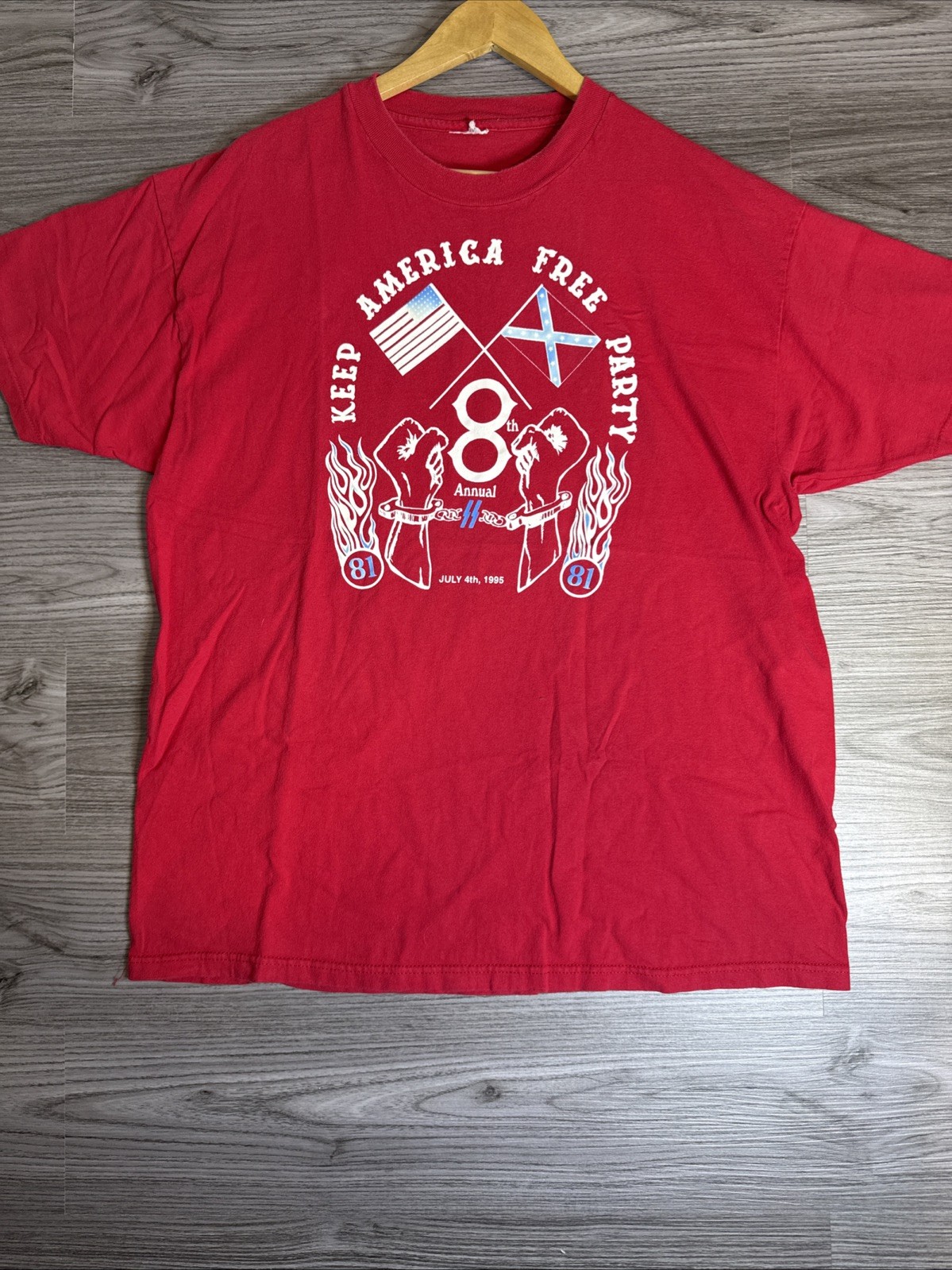 Vintage Hells Angels 90s biker Keep America Free Party 1995 Single Stitch Rare