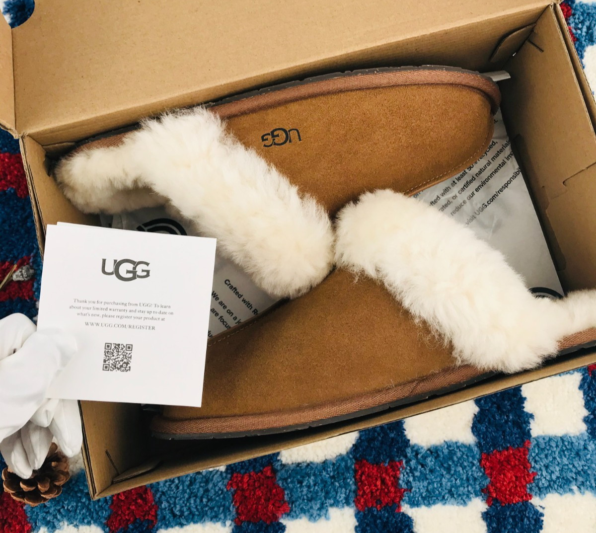 UGG Women\'s Scuffette II Suede Chestnut Slippers,Woolen Warm Slippers(Authentic)