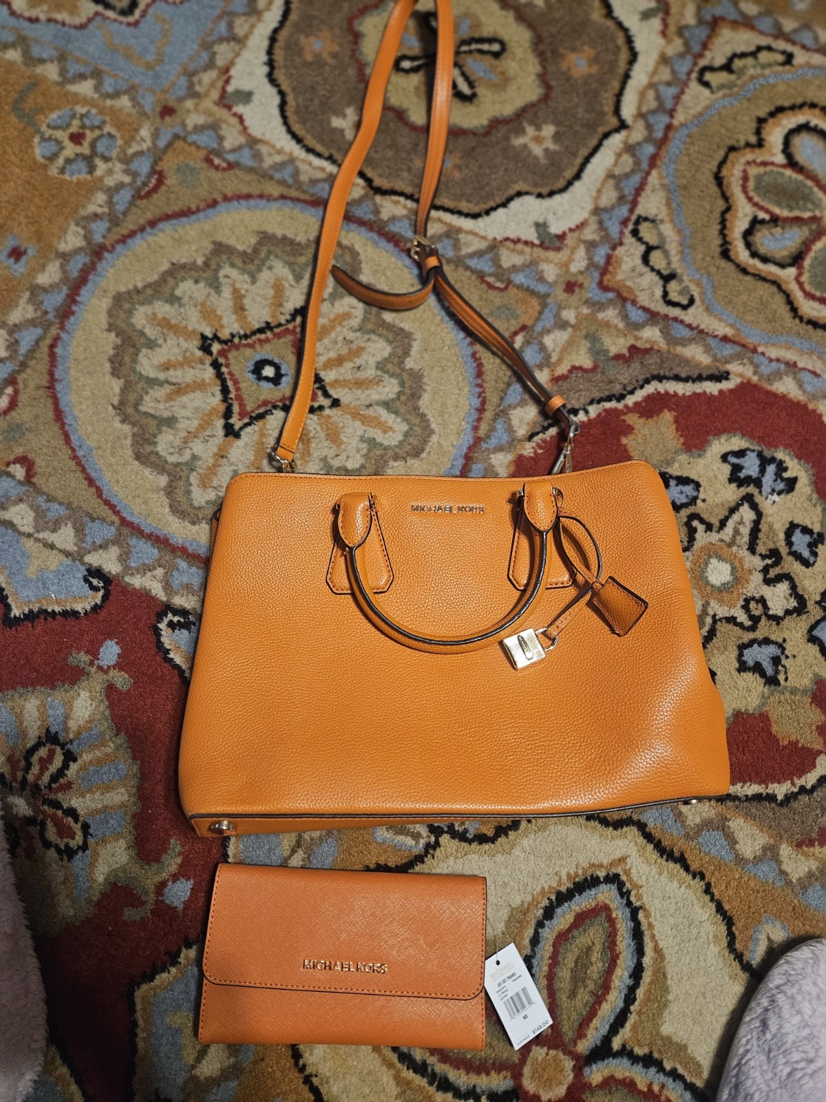 Michael Kors Mercer Medium Soft Pink Leather Satchel Bag Purse & Matching Wallet