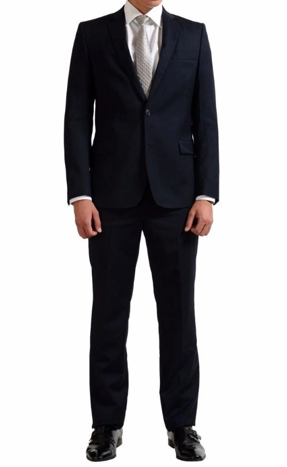 Versace Collection Men\'s Blue Wool Cashmere Two Button Suit US 44 IT 54