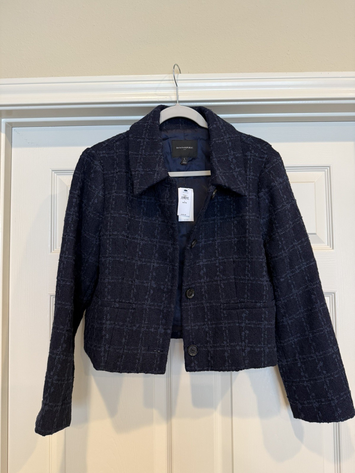 NWT Banana Republic Jacket NAVY BLUE  Womens Large Petite NEW PL MSRP $180