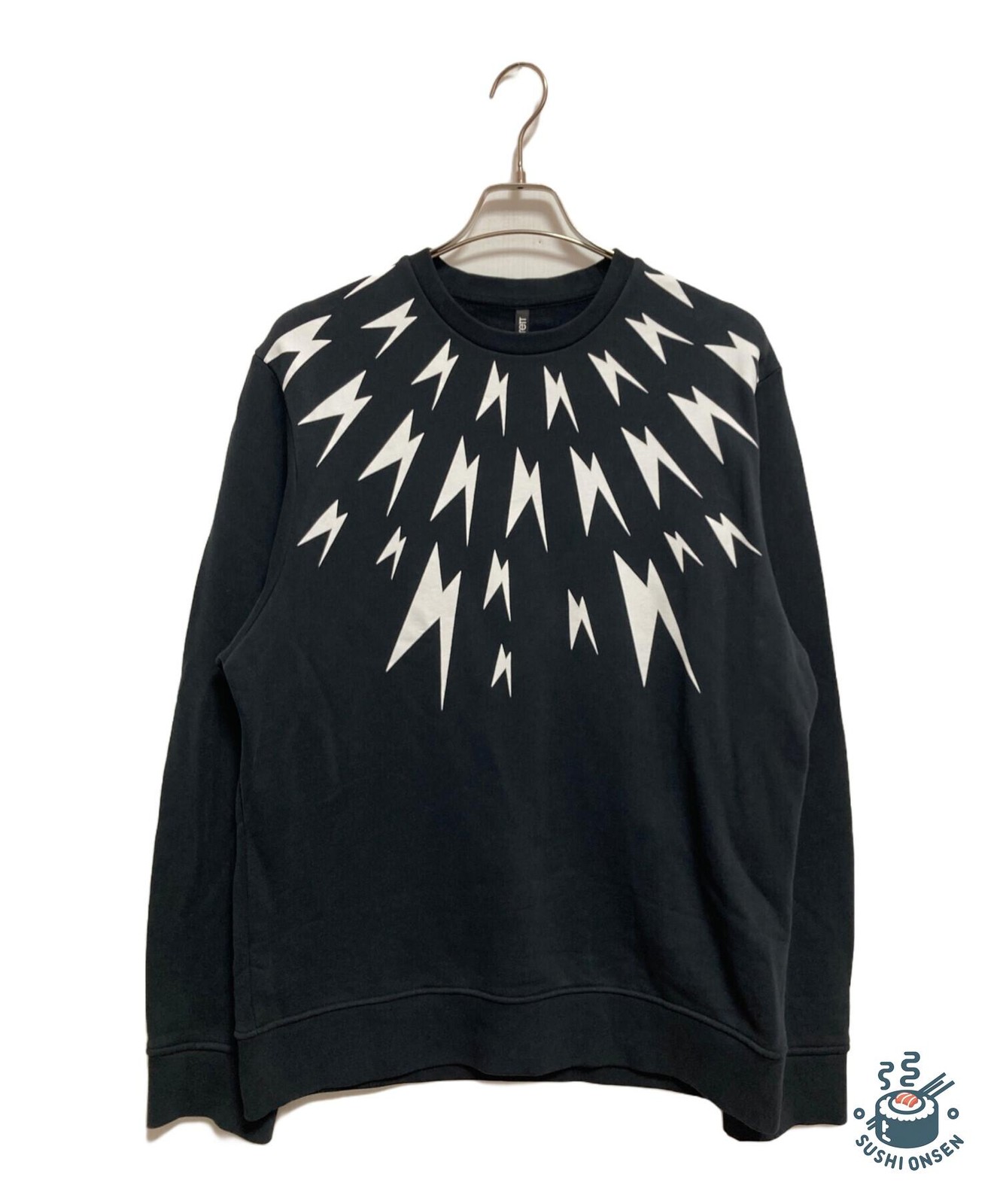 NEIL BARRETT Thunderbolt Logo Sweatshirt Size: XL Black Men PBJS490S