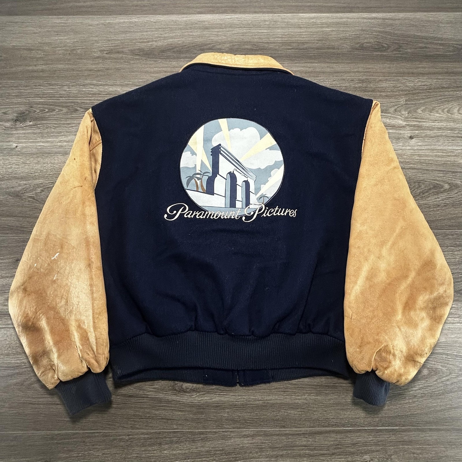 Vintage Paramount Pictures Jacket Mens XL Blue Wool Varsity Bomber Movie 80s