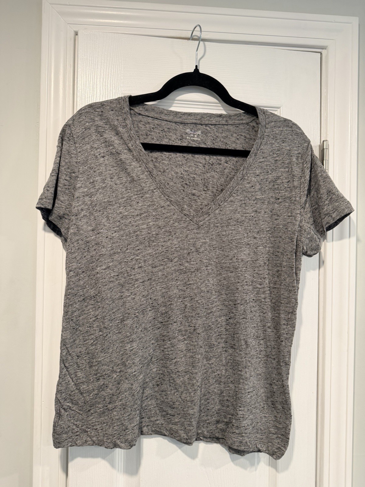 NWOT Madewell Size M Gray Heather V Neck Short Sleeve Slub Cotton Tee Shirt