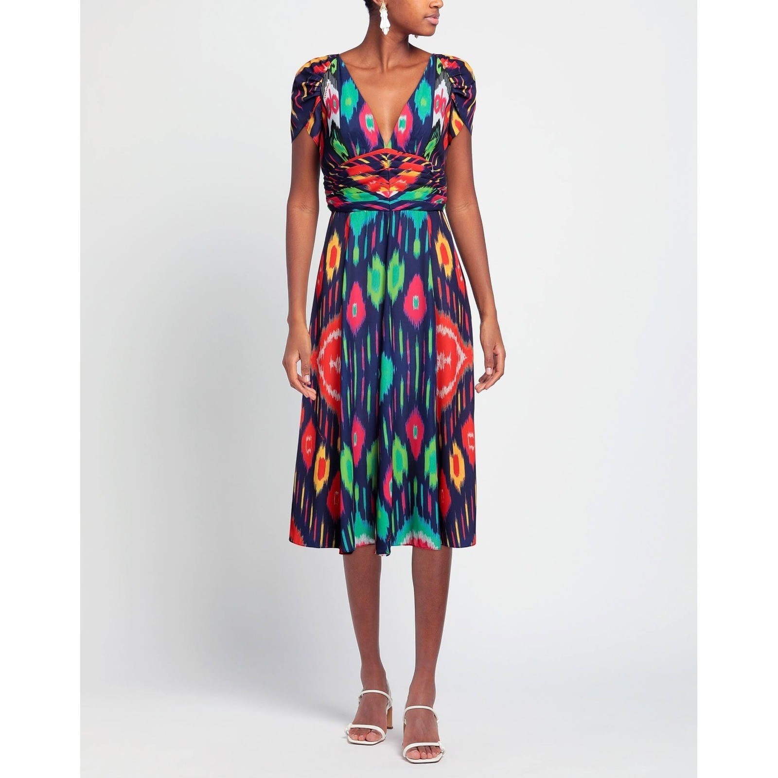Dsquared2 Ikat Print V-Neck Midi Dress IT 38 US 2 S75CV0570 NWT Retail $1960
