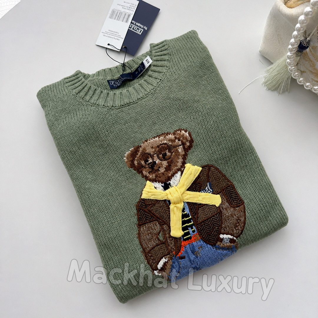 POLO RALPH LAUREN Men’s Extra Large Polo Olive Green Teddy Bear Sweater