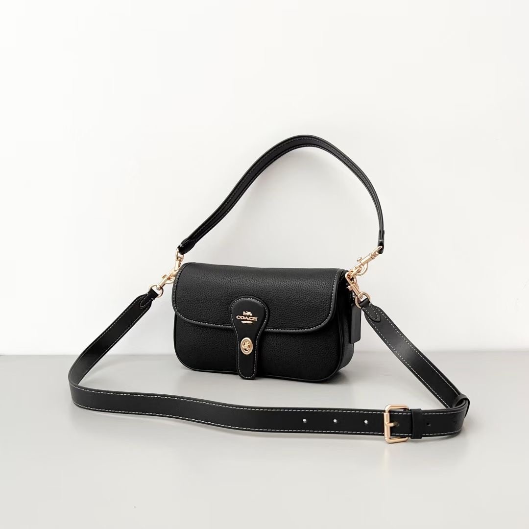 NWT CY683 Hadley Shoulder Bag Crossbody In Leather Gold/Black