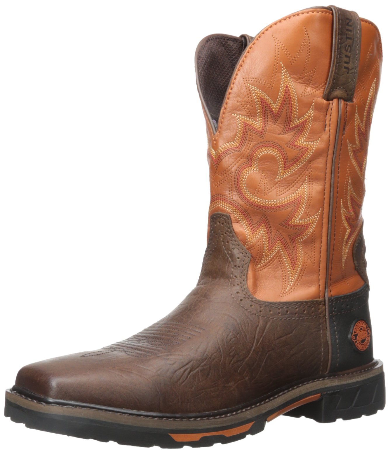 Justin Original Work Men\'s Rustic Barnwood Hybred-M Workboot, Orange, 13 D US