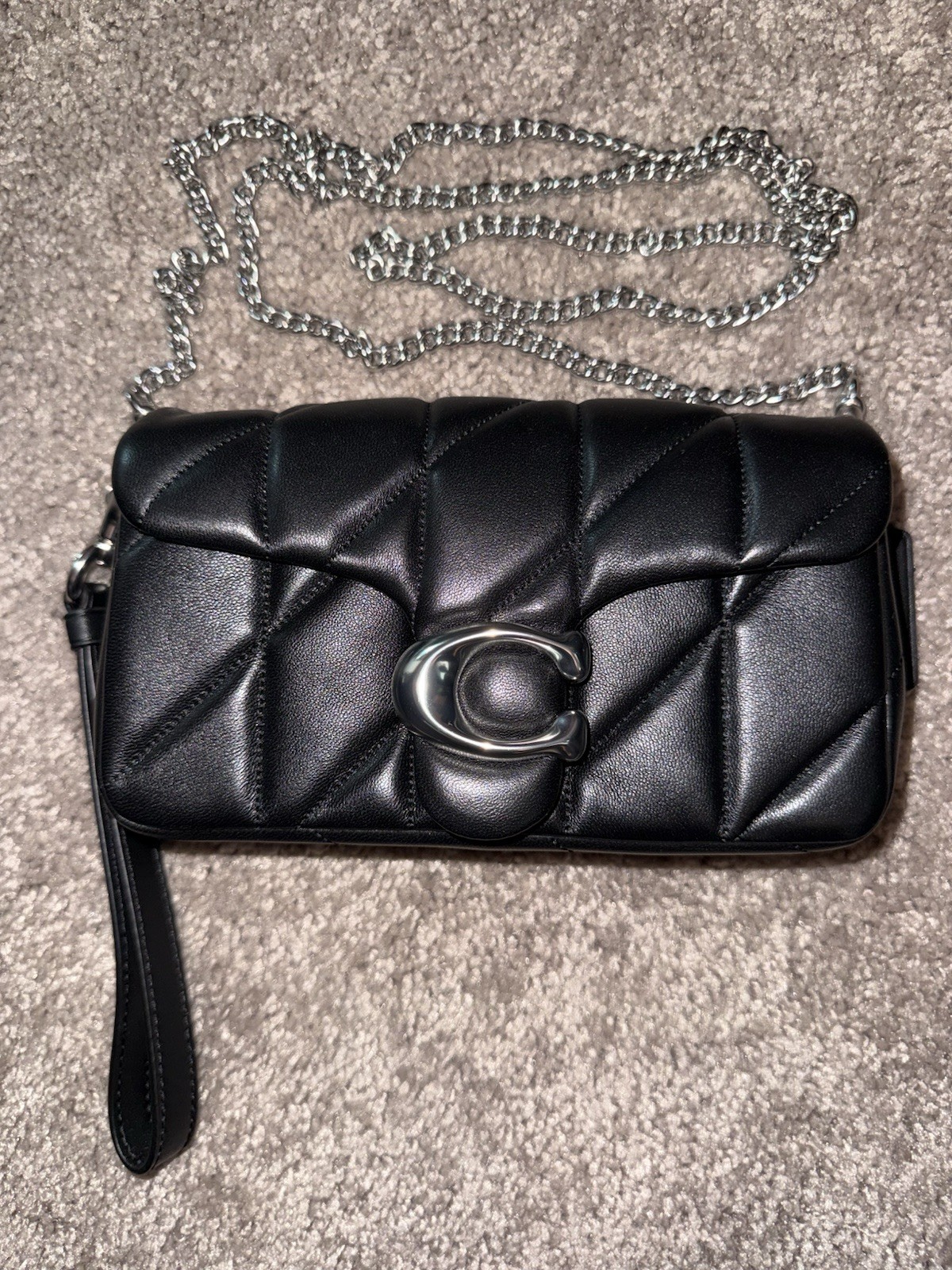 COACH Tabby Shoulder Wristlet Black Quilted Leather Bag NWOT Excellent