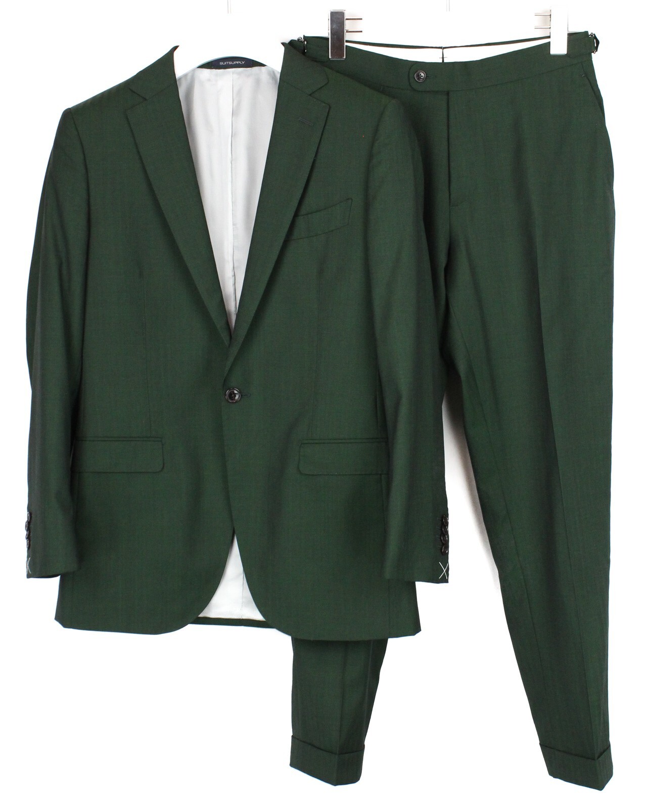 SUITSUPPLY La Spalla / Brescia Suit Men\'s UK 36 Turn Up Wool Green