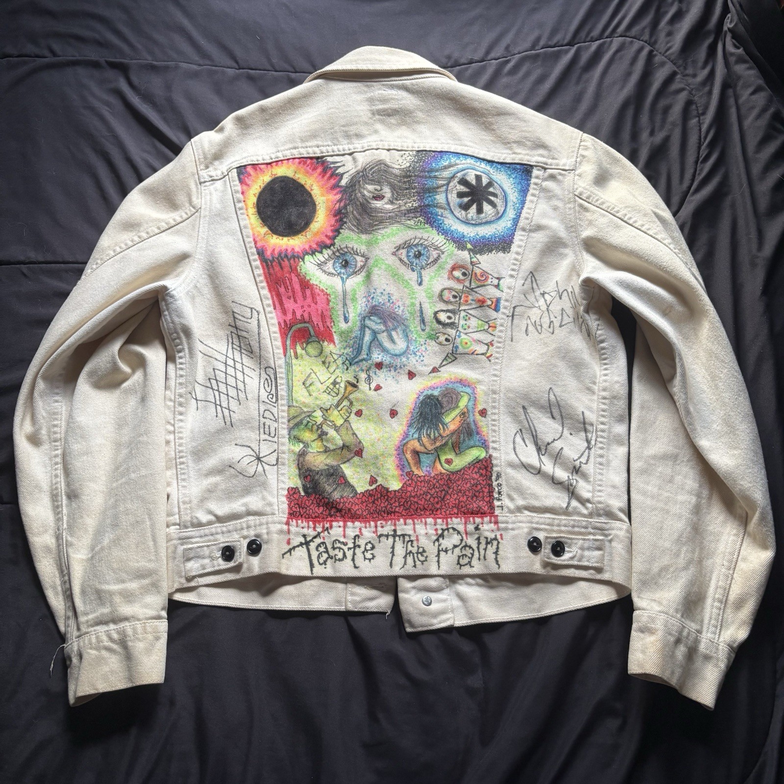 Vintage 90s Red Hot Chili Peppers Autographed Hand Drawn Jacket Rare Authentic L