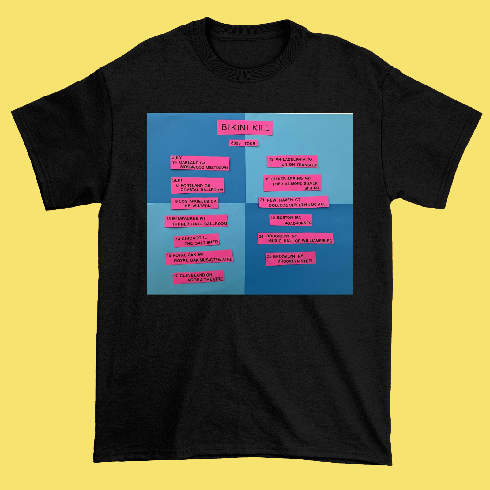Bikini Kill North America Tour 2026 Riot Grrrl Black Live Concert Shirt