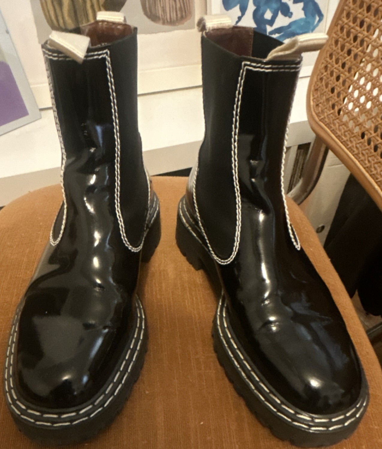 Proenza Schouler Lug Sole Patent Leather Chelsea Boots | EU 41