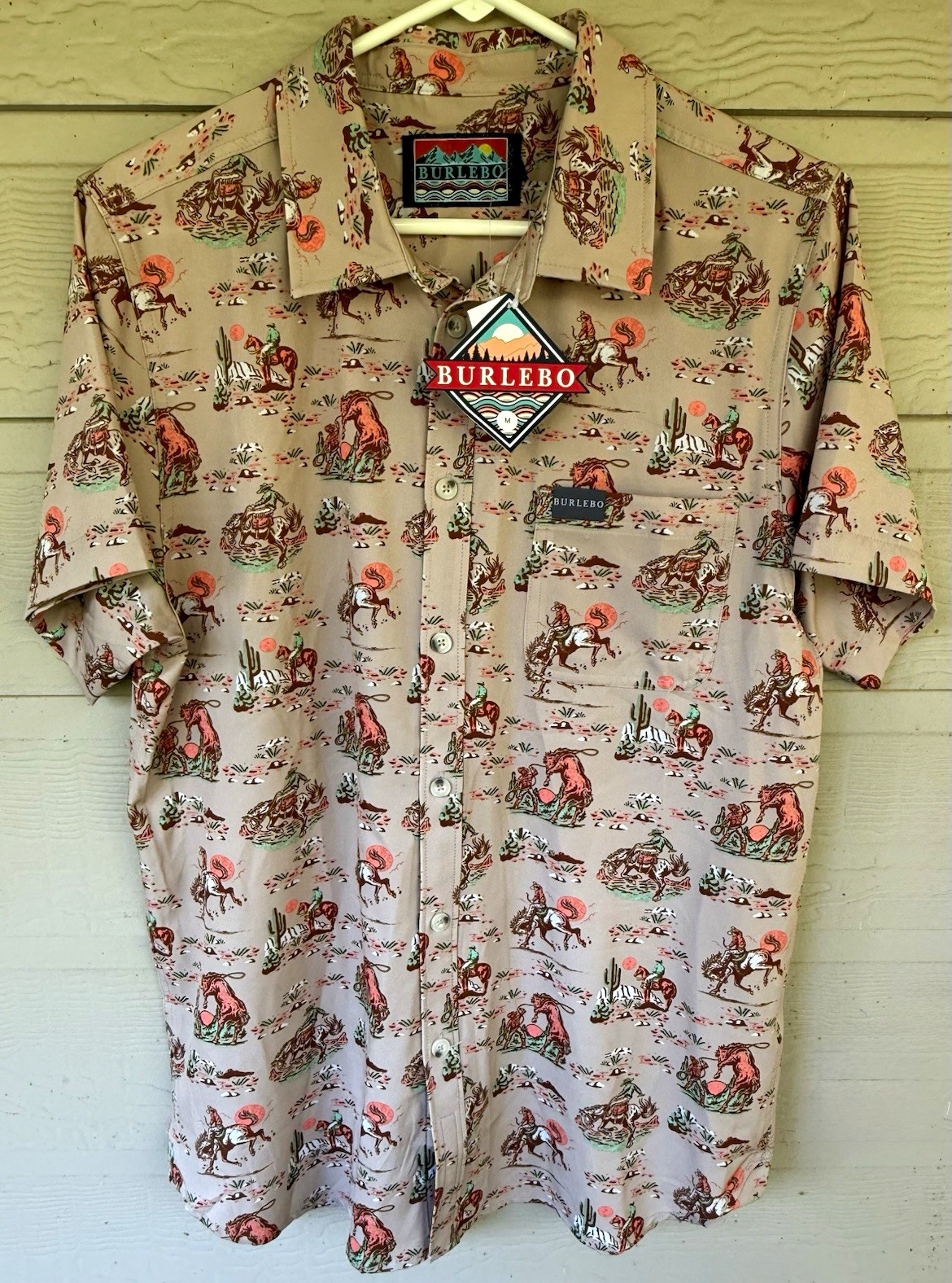 NEW Burlebo Men’s M Performance Button Up - Cowboy Up