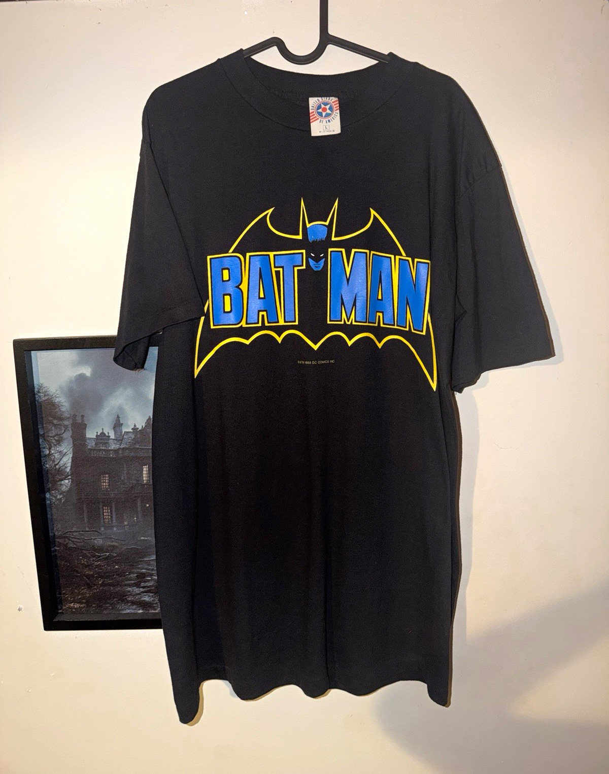 Vintage 1988 Screen Stars Batman DC Comics Graphic Print Black Tee L